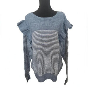 Lauren Conrad Women's Sweater Blue and Cream Size 2X NWT